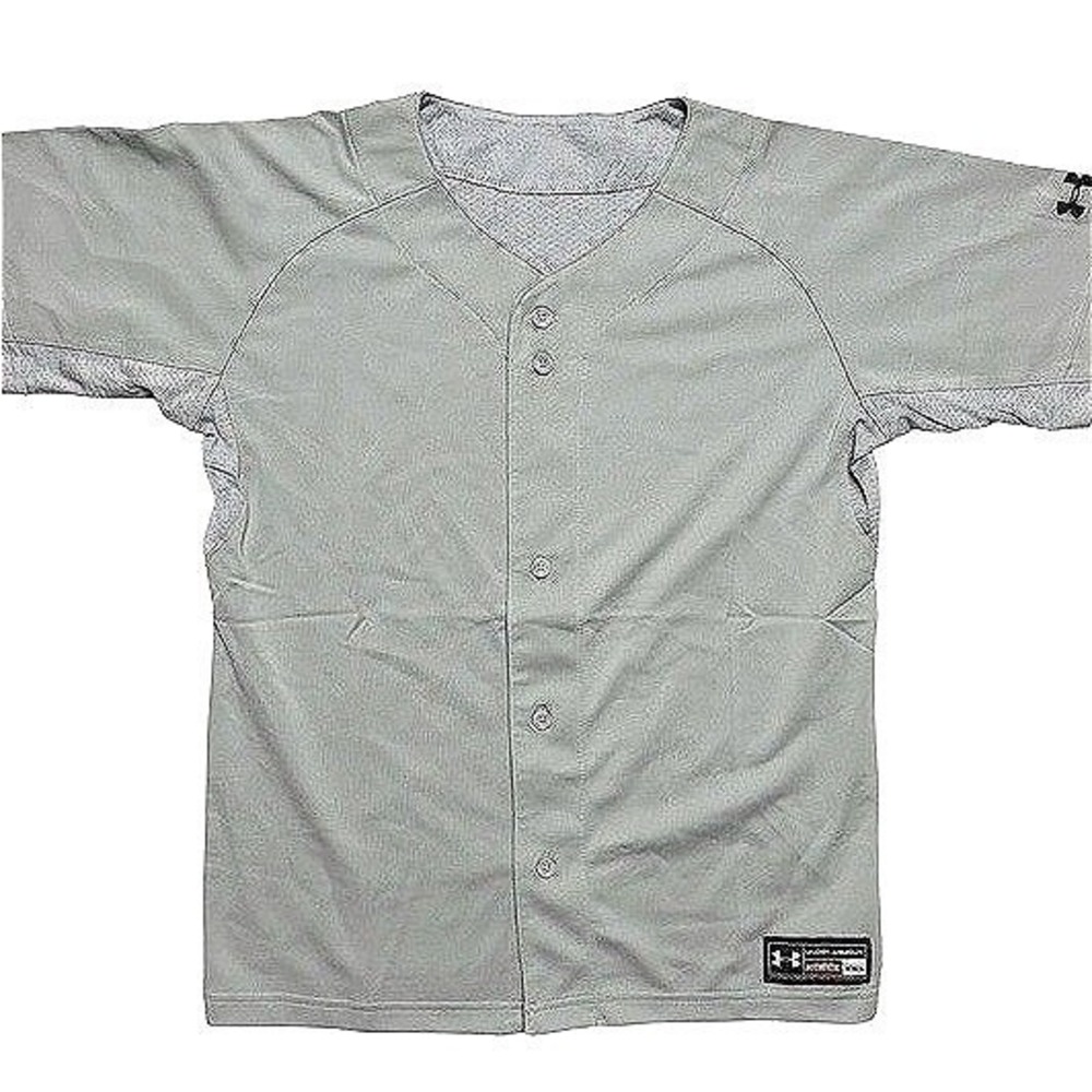 Under Armour Blank Baseball Jersey Gray Button-Front Athletic Shirt Youth XL NEW